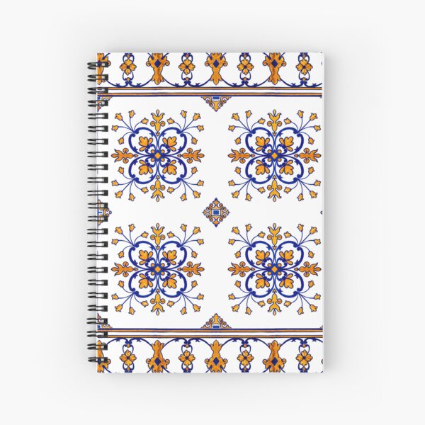 Aperçu de l'œuvre Motif de carreaux floraux bleus et oranges traditionnels azulejos portugais créée et vendue par ernstc.