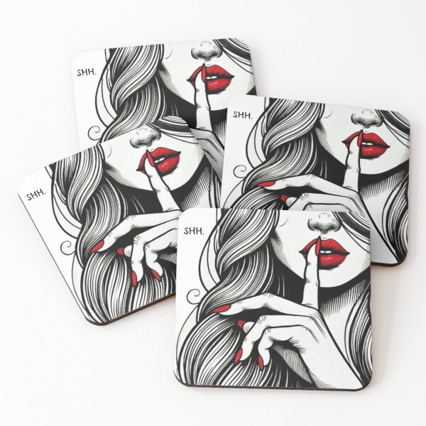 Item preview, Shh Graphic in Black, White & Red designed and sold by All4ROCK.