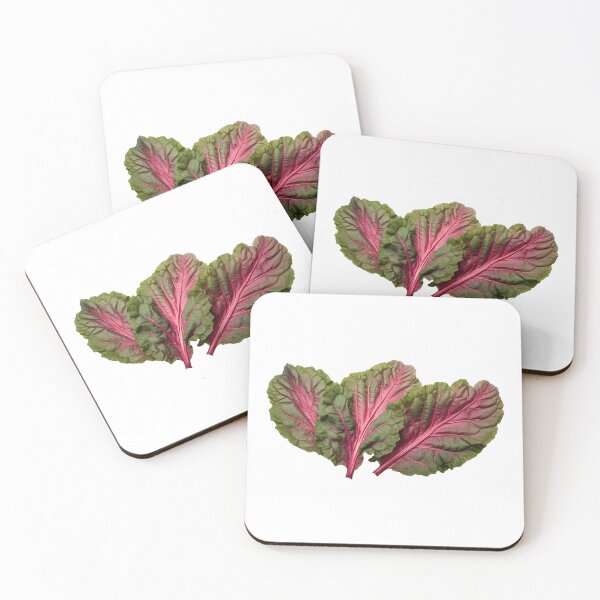 Item preview, Three realistic Dark green Rhubarb leaves with purple veins cutout designed and sold by EmeraldeaArt.