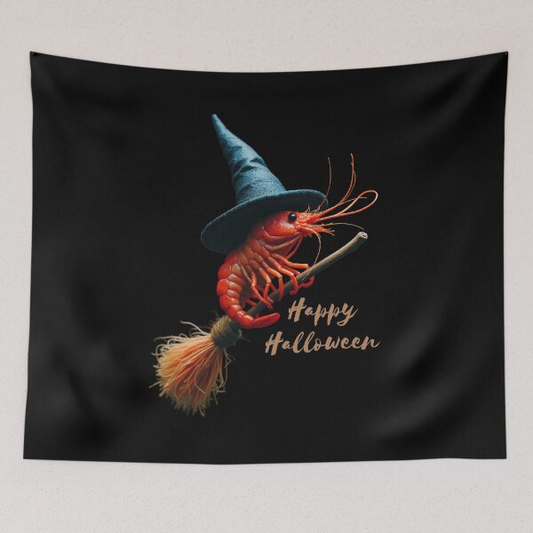 Item preview, Shrimp In A Witch's Hat On A Broomstick designed and sold by JustCrazyPigeon.