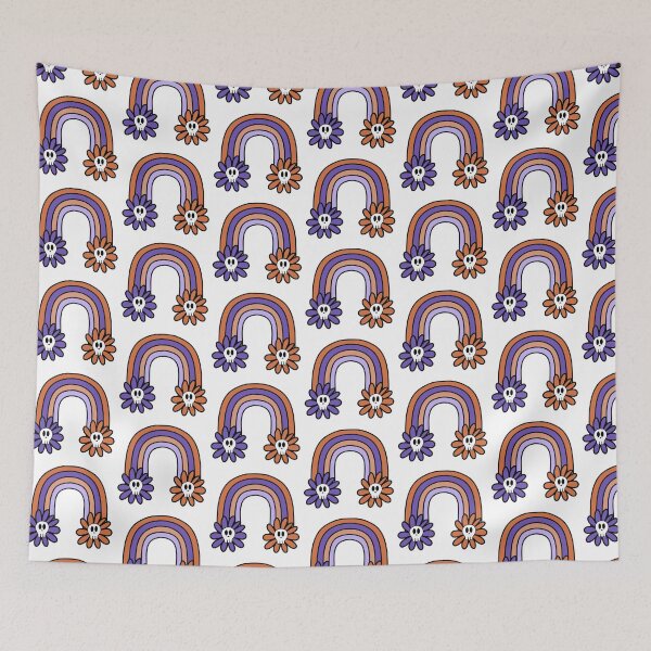 Item preview, Halloween Rainbow Orange and Purple with flower Skulls  designed and sold by MrsCreative1.
