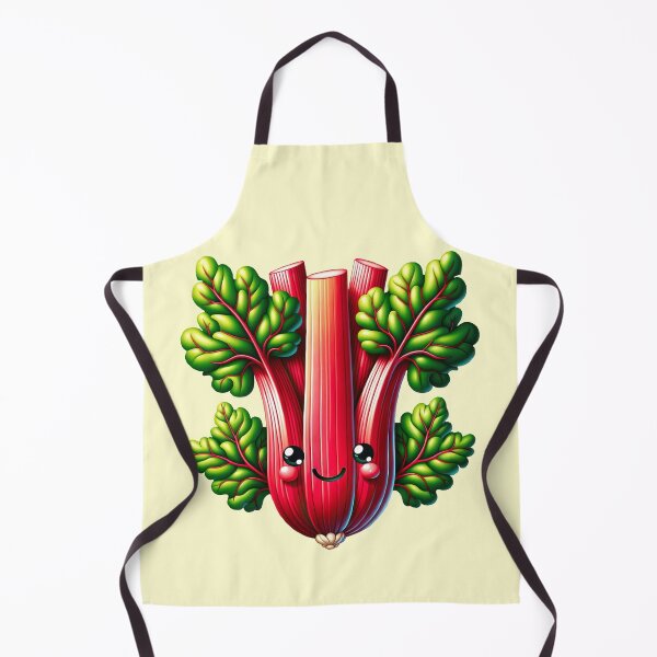 Item preview, adorable kawaii rhubarb stems with leaves with a smiling face designed and sold by EmeraldeaArt.