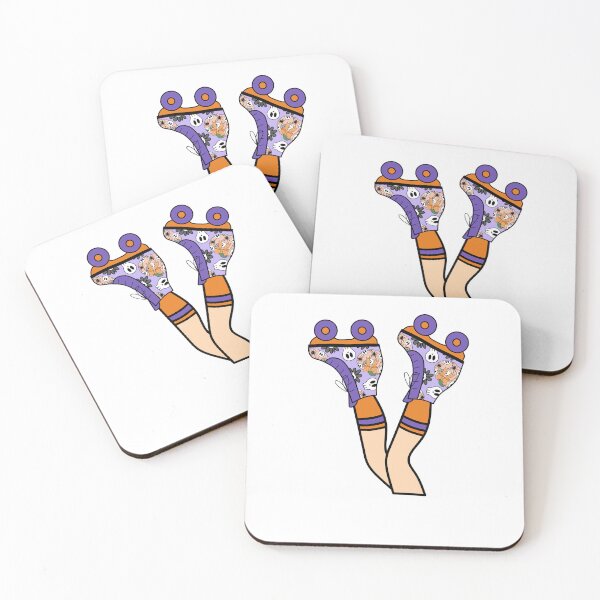 Item preview, Girl Legs with Halloween Roller Blades Featuring Skulls and Pumpkins - Purple and Orange designed and sold by MrsCreative1.
