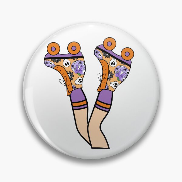 Item preview, Girl Legs with Halloween Roller Blades Featuring Skulls and Pumpkins Orange and Purple designed and sold by MrsCreative1.