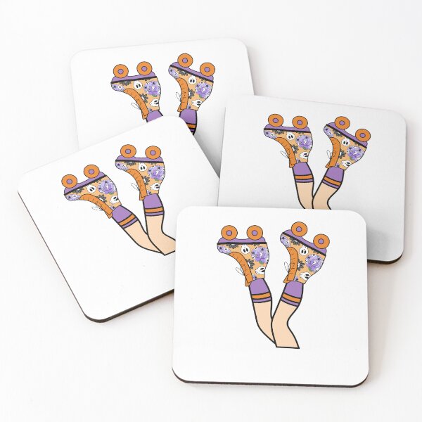 Item preview, Girl Legs with Halloween Roller Blades Featuring Skulls and Pumpkins Orange and Purple designed and sold by MrsCreative1.