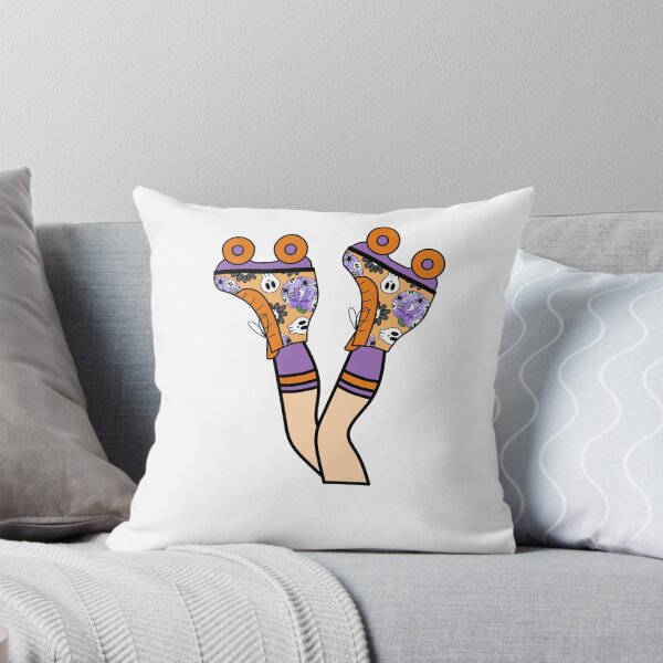 Item preview, Girl Legs with Halloween Roller Blades Featuring Skulls and Pumpkins Orange and Purple designed and sold by MrsCreative1.