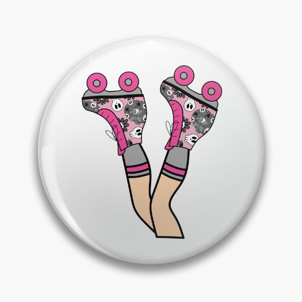 Artikelvorschau, Mädchenbeine mit Halloween Rollerblades mit Totenköpfen und Kürbissen Pink entworfen und verkauft von MrsCreative1.