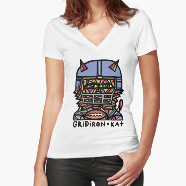 "GridIron Kat" Fitted V-Neck T-Shirt