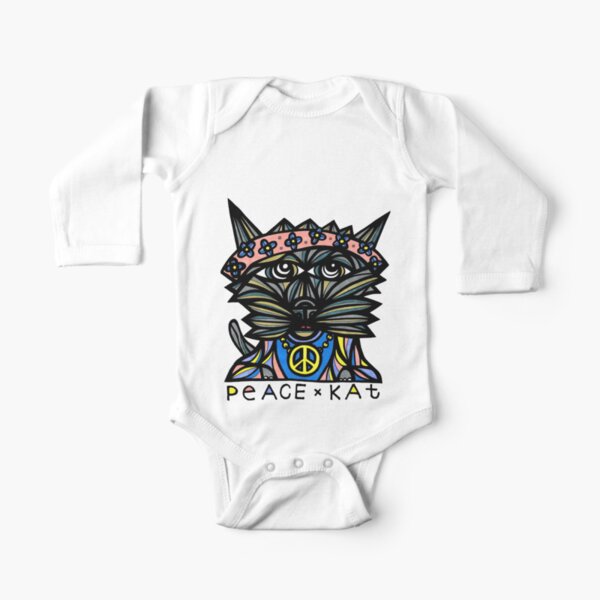 "Peace Kat" Long Sleeve Baby One-Piece