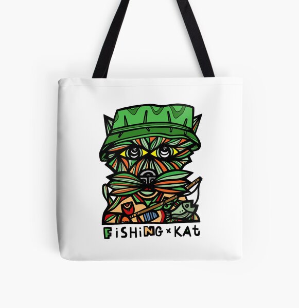 "Fishing Kat" All Over Print Tote Bag