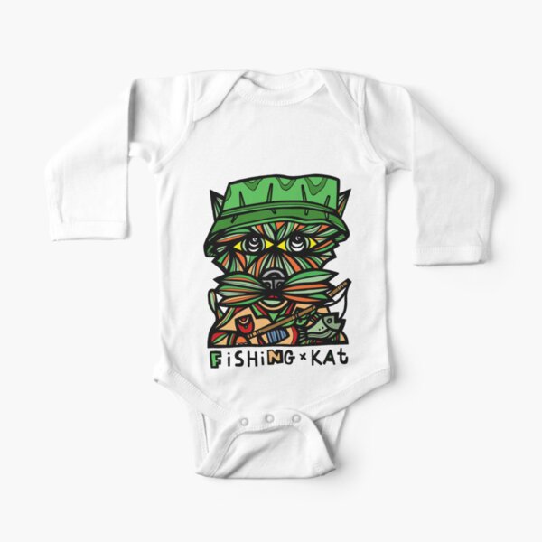 "Fishing Kat" Long Sleeve Baby One-Piece