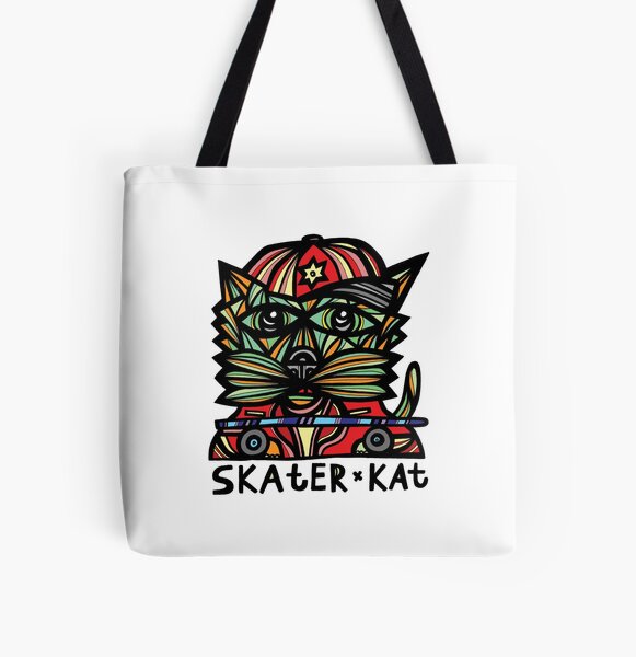 "Skater Kat" All Over Print Tote Bag