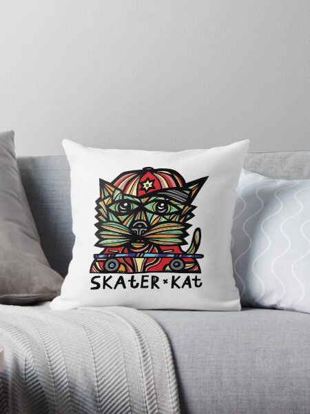 "Skater Kat" Throw Pillow