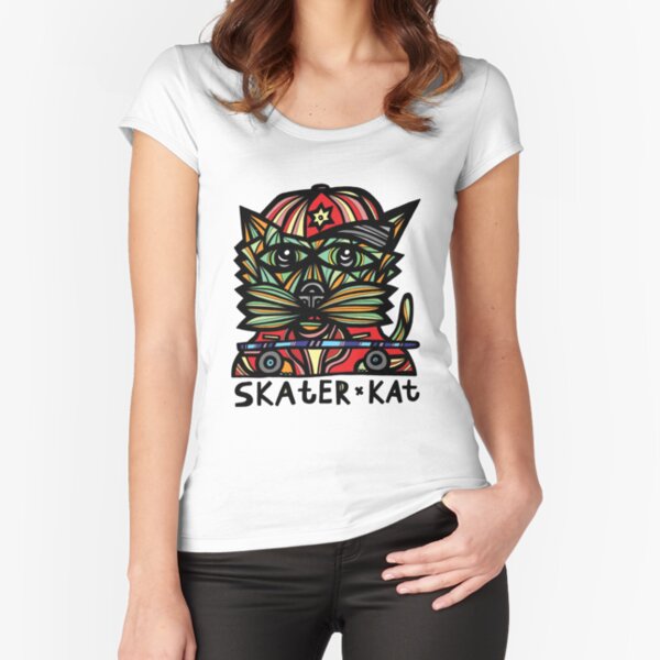 "Skater Kat" Fitted Scoop T-Shirt