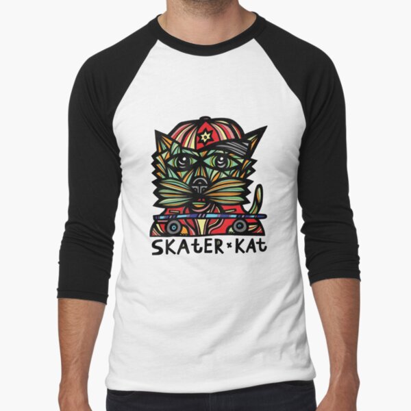 "Skater Kat" Baseball ¾ Sleeve T-Shirt