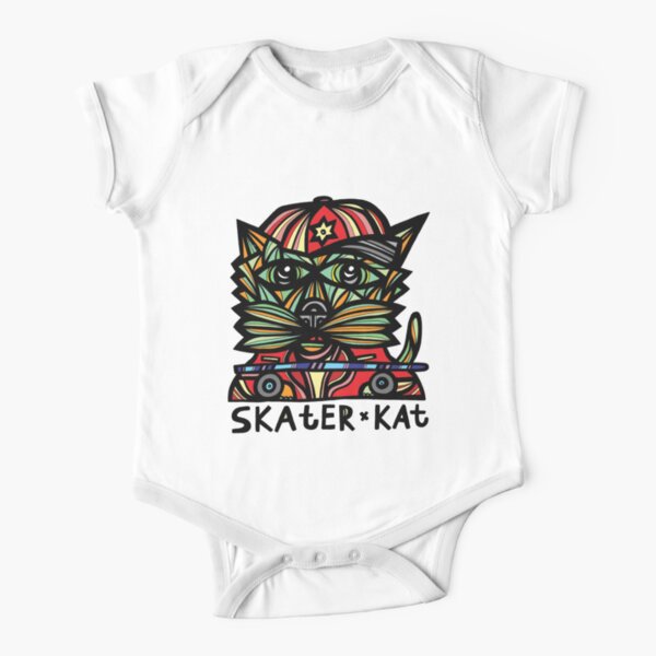 "Skater Kat" Short Sleeve Baby One-Piece