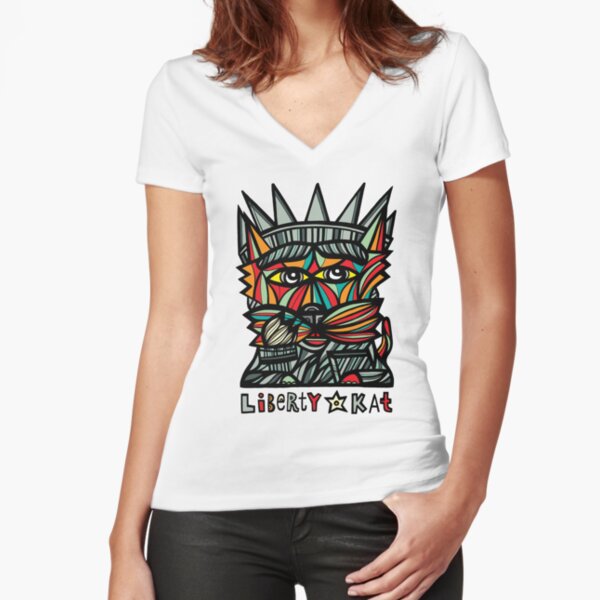 "Liberty Kat" Fitted V-Neck T-Shirt