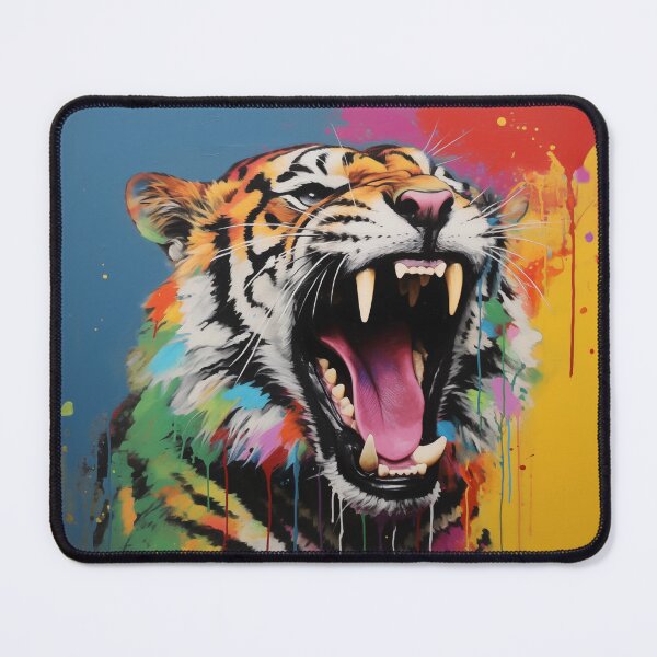Item preview, Banksy Rainbow Roaring Tiger Graffiti Pop Art Painting Pillow designed and sold by Daydreamsatdawn.