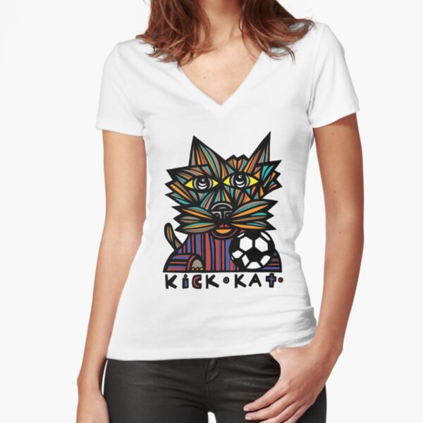 "Kick Kat" Fitted V-Neck T-Shirt