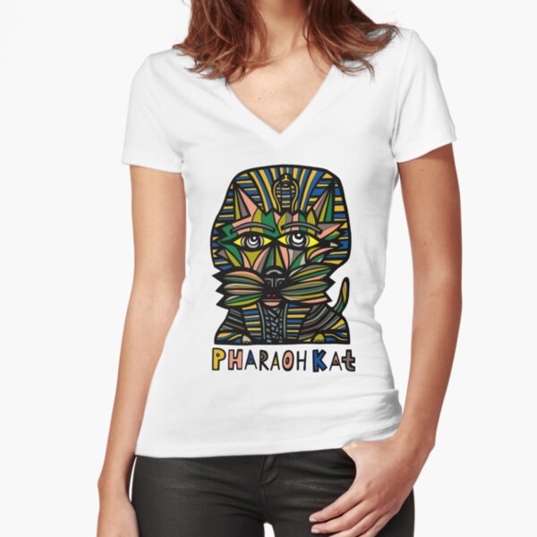 "Pharaoh Kat" Fitted V-Neck T-Shirt