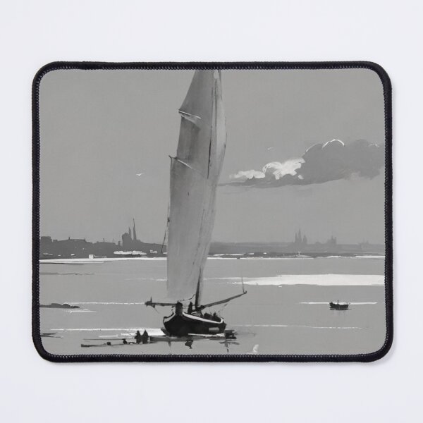Item preview, "Jagged Sailed Boat on the Thames Mudflats - Atmospheric Coastal Art" designed and sold by LHDdesign.