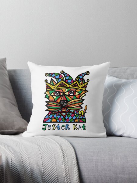 "Jester Kat" Throw Pillow