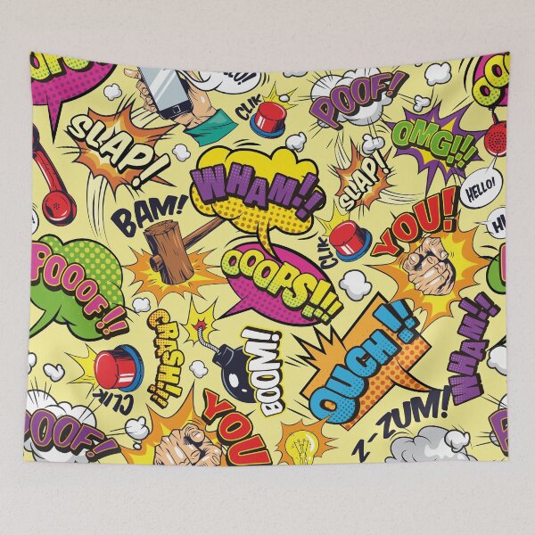 Item preview, Comic pattern cartoon symbols speech bubble designed and sold by Mauswohn.