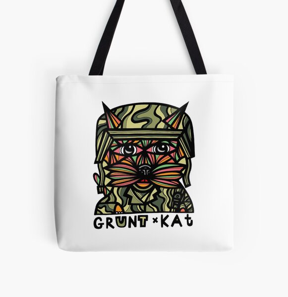 "Grunt Kat" All Over Print Tote Bag