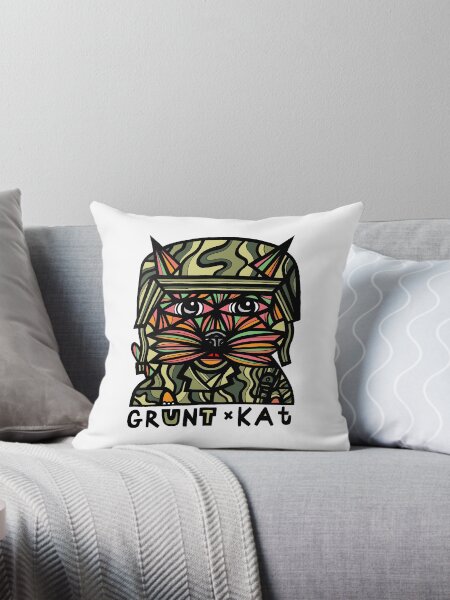 "Grunt Kat" Throw Pillow