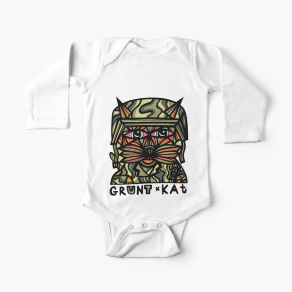 "Grunt Kat" Long Sleeve Baby One-Piece