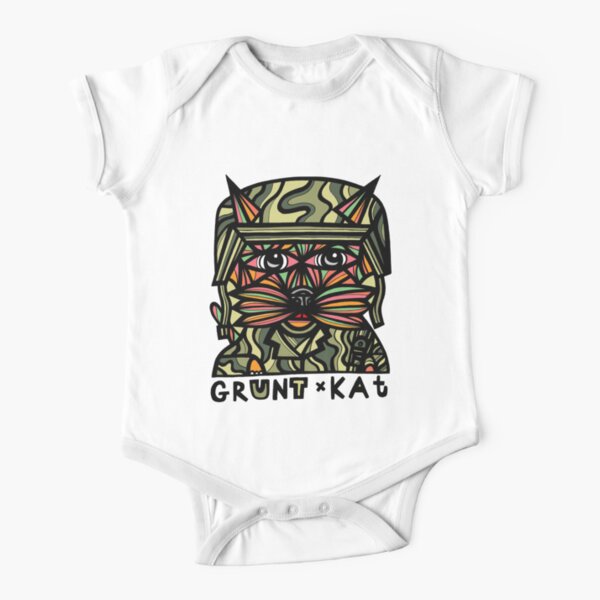 "Grunt Kat" Short Sleeve Baby One-Piece