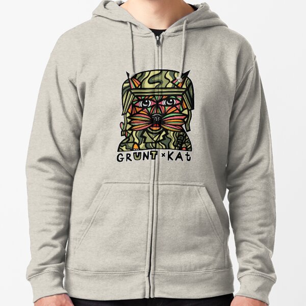 "Grunt Kat" Zipped Hoodie