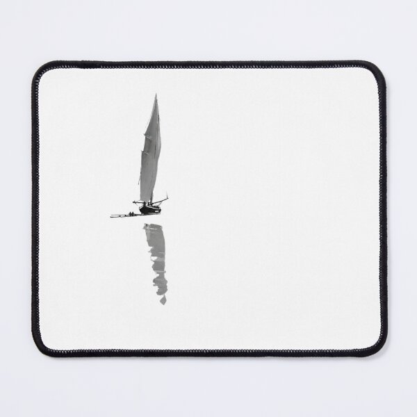 Item preview, "Jagged Sailed Boat on the Thames Mudflats - Atmospheric Coastal Art" Mono design designed and sold by LHDdesign.