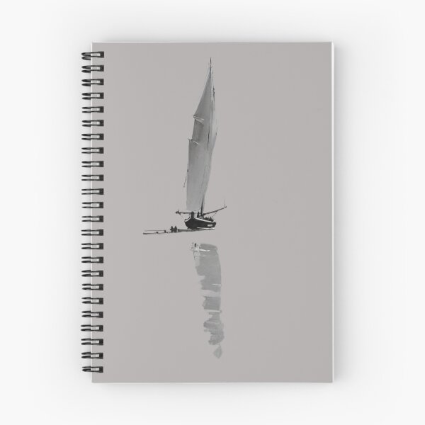 Item preview, "Jagged Sailed Boat on the Thames Mudflats - Atmospheric Coastal Art" Mono design designed and sold by LHDdesign.