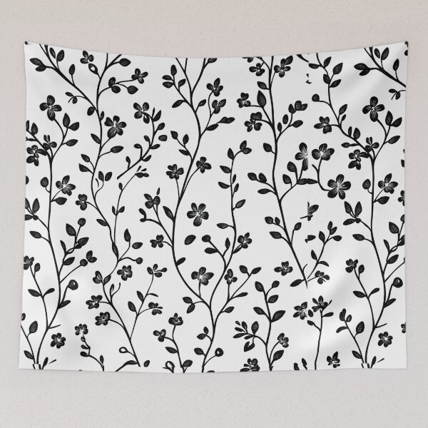 Item preview, Minimalistic Black and White Floral Pattern designed and sold by Fab-Haven.