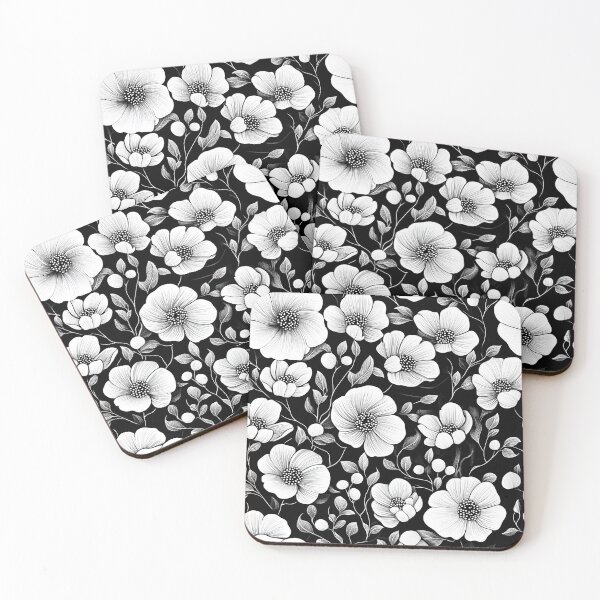 Item preview, Vintage Black and White Floral Pattern designed and sold by Fab-Haven.