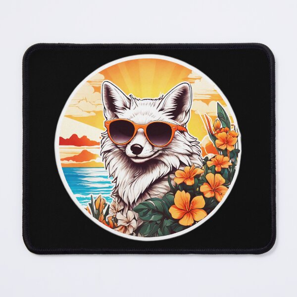 Item preview, Snow Fox with Sunglasses at Sunset on a Hawaii Beach designed and sold by NautiChic.