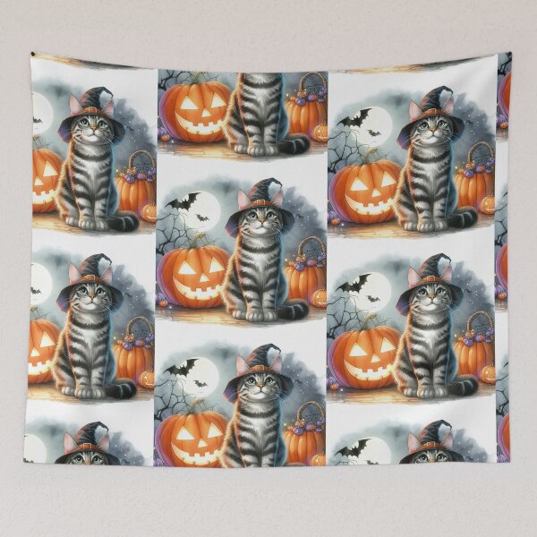 Item preview, halloween cat and pumpkins 7 designed and sold by Zelda50.