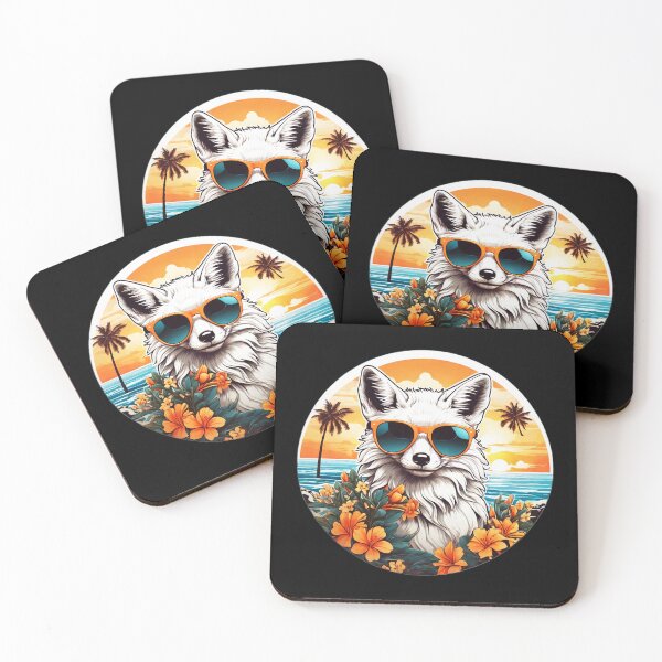 Item preview, Arctic Fox with Sunglasses at Sunset on a Hawaii Beach designed and sold by NautiChic.