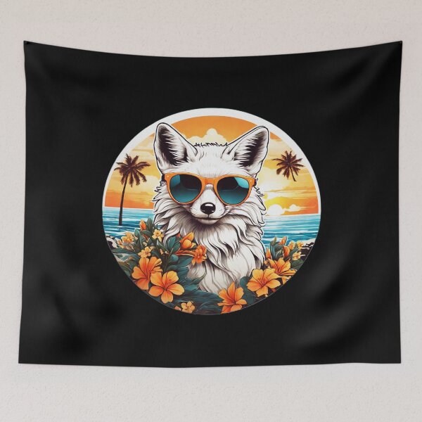 Item preview, Arctic Fox with Sunglasses at Sunset on a Hawaii Beach designed and sold by NautiChic.