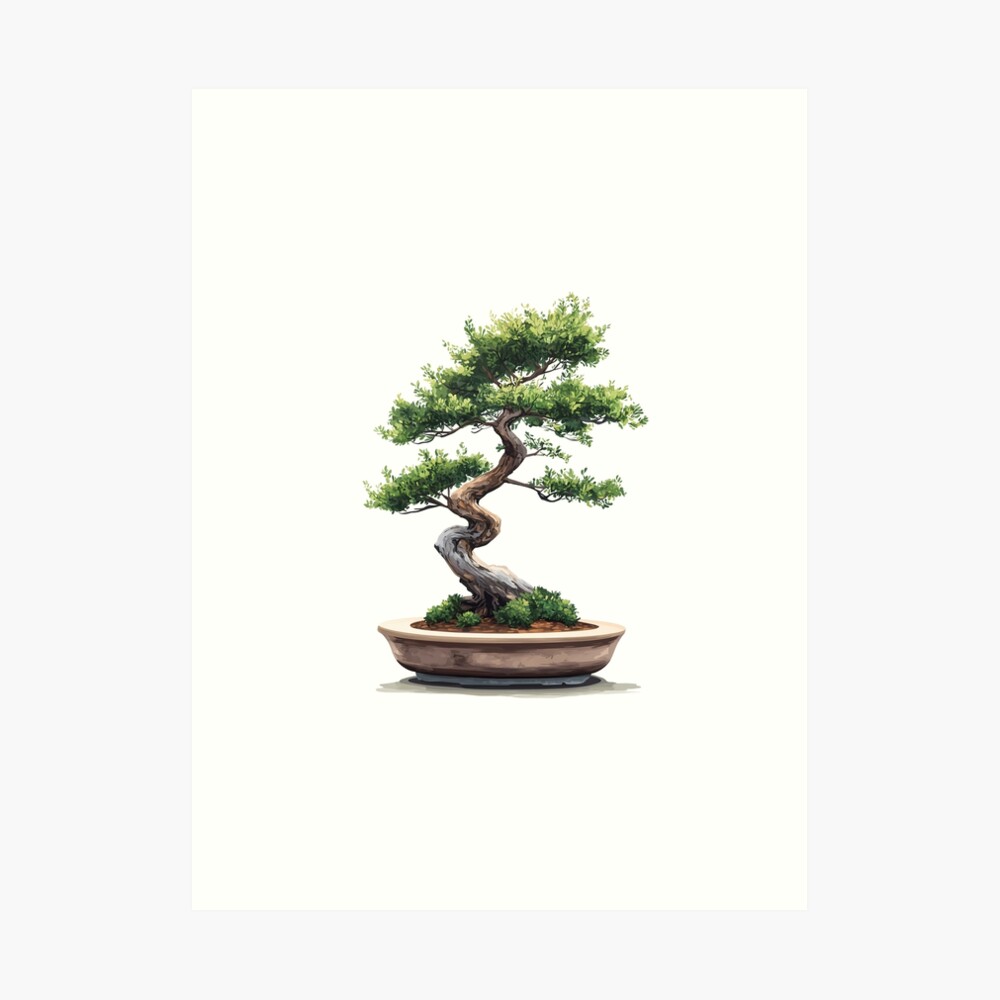 Big Bonsai with Zen Enso Circle and Kanji