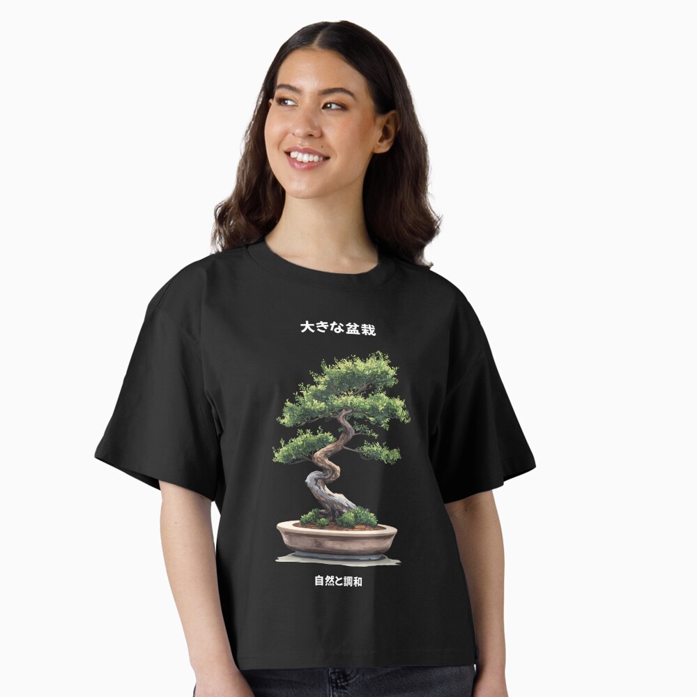 Boxy T-Shirt Big Bonsai Zen Enso Circle & Kanji Art