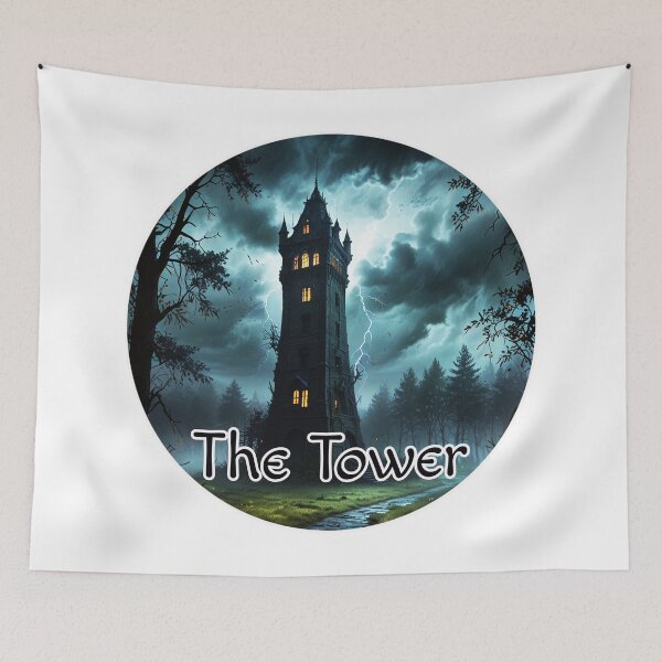 Item preview, Major Arcana Tarot Card The Tower - Old Castle Struck by Lightning designed and sold by Pixel Waite.