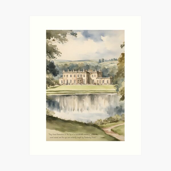 Item preview, Pride and Prejudice Pemberley Watercolour Landscape designed and sold by booksnbobs.