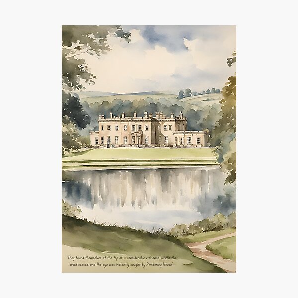Item preview, Pride and Prejudice Pemberley Watercolour Landscape designed and sold by booksnbobs.
