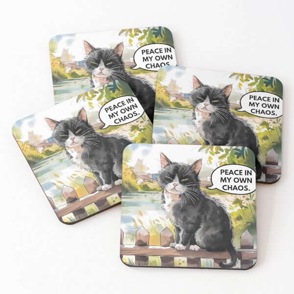 Item preview, Grumpy Black Cat on Wooden Fence designed and sold by Dshoppin.