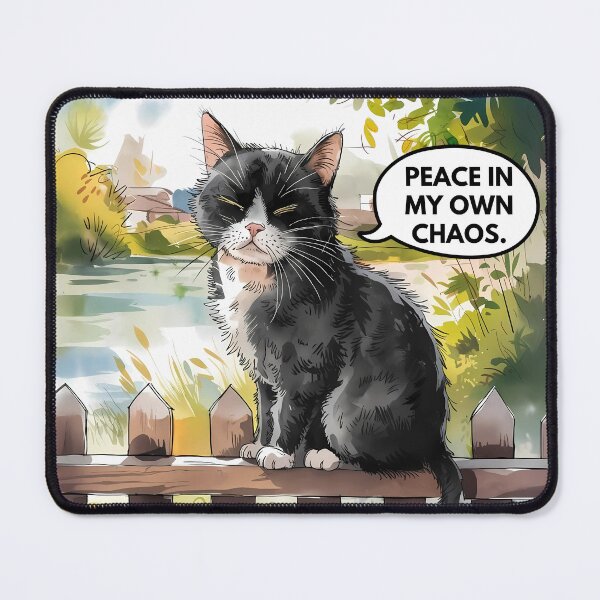 Item preview, Grumpy Black Cat on Wooden Fence designed and sold by Dshoppin.