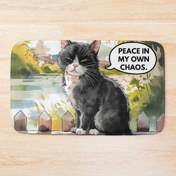 Item preview, Grumpy Black Cat on Wooden Fence designed and sold by Dshoppin.
