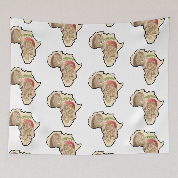 Item preview, africa, safari, maps, animals, lion, lioness, lion cub, west, east, south designed and sold by Tetiana Pohurska.