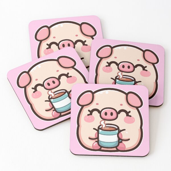 Item preview, Kawaii Cute Pig Drinking Coffee 3 | Pet and Animals for Men and Women t-shirt designed and sold by panchiTWO.